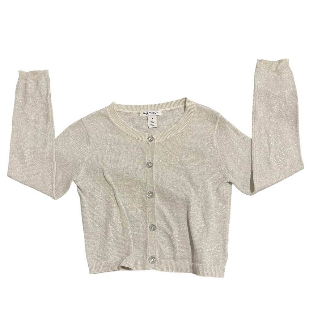 Nordstrom Shimmering Silver Knit Cardigan